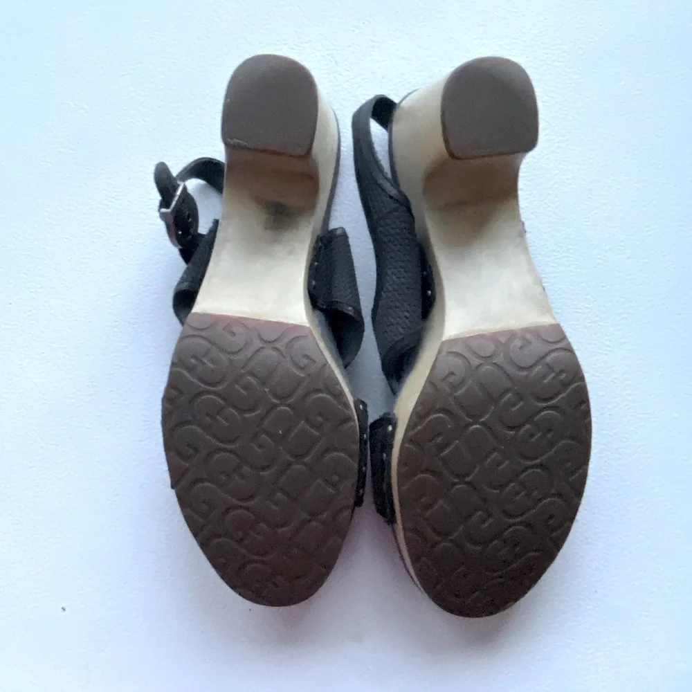 Ugg Lomita Wedge Sandals with Buckle Black Size 10